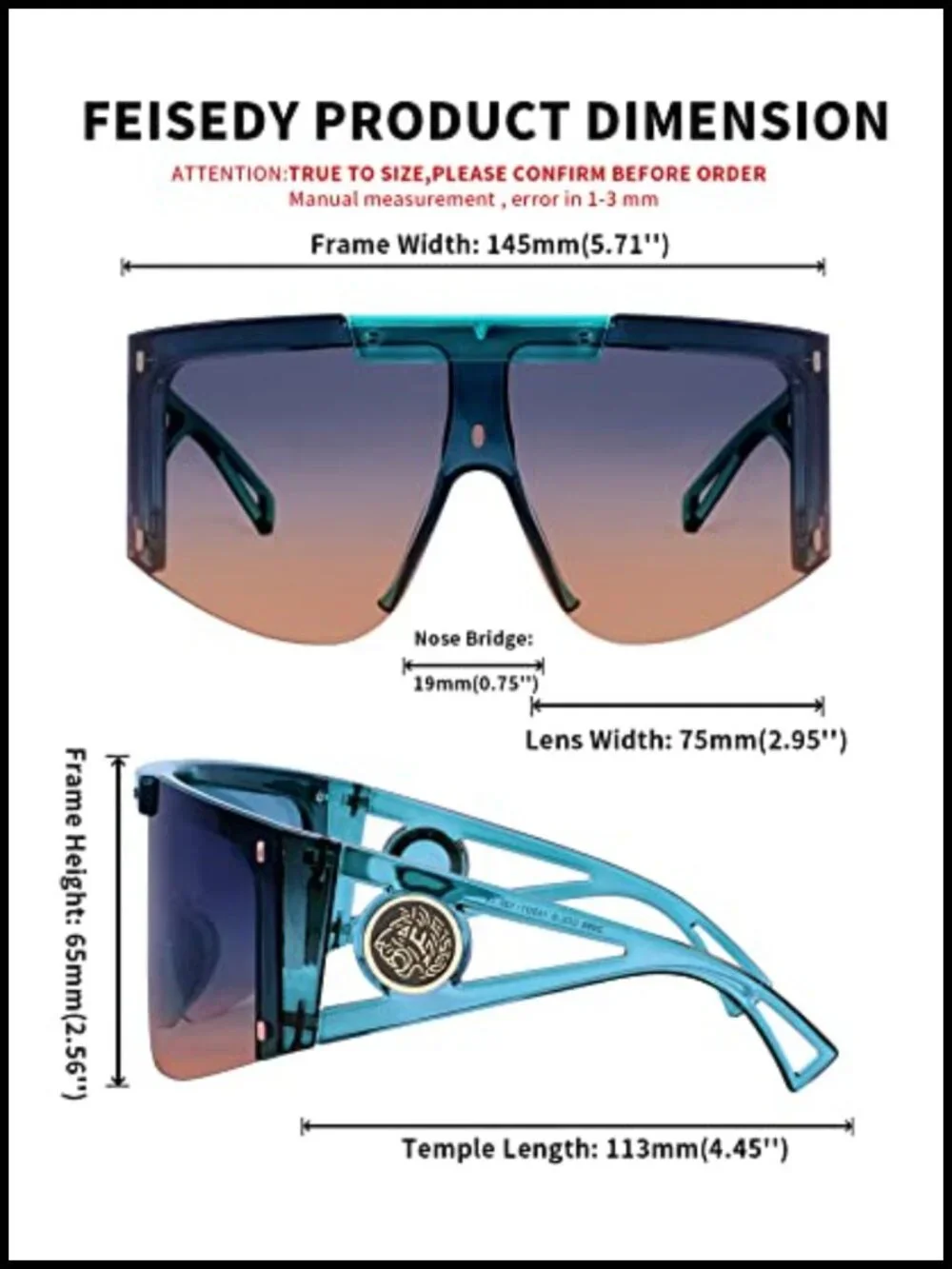 Wrap Shield Sunglasses for Cycling Driving UV400 Protection Oversized Unisex